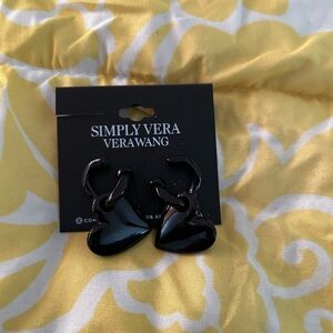 Simply Vera Vera Wang Glossy Black Heart Earrings